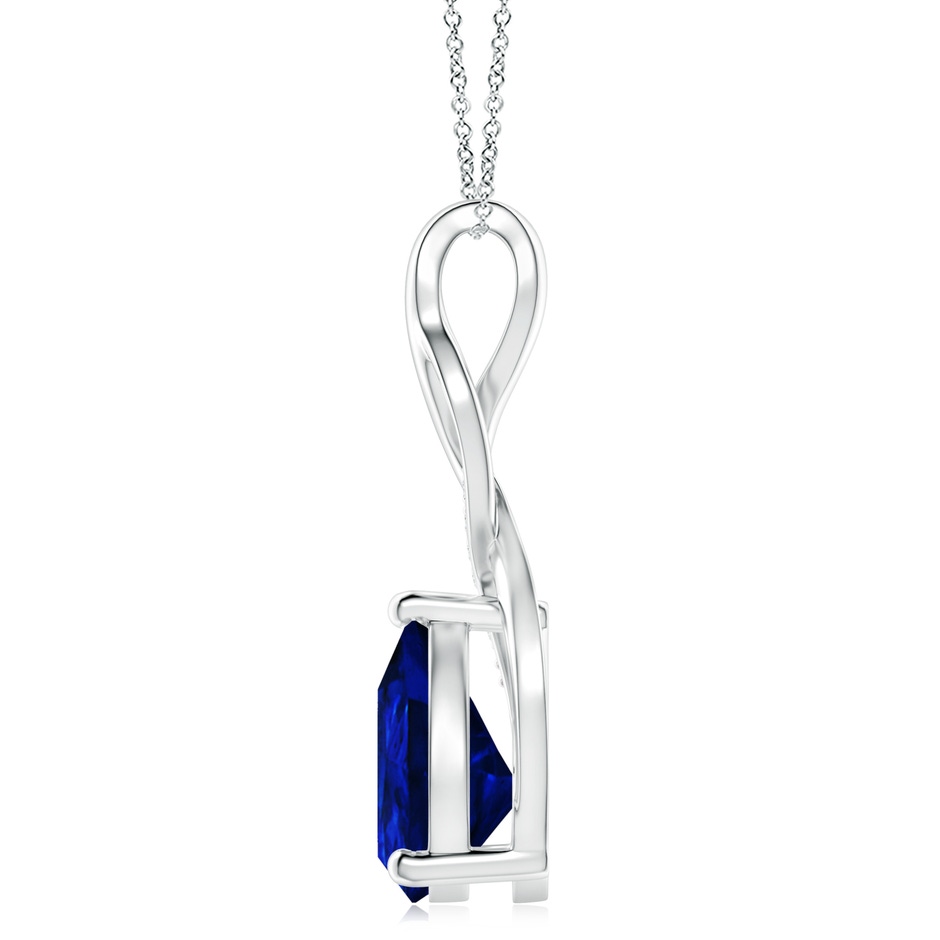 12x10mm Lab-Grown Blue Sapphire Infinity Swirl Pendant with Diamonds in P950 Platinum side 199