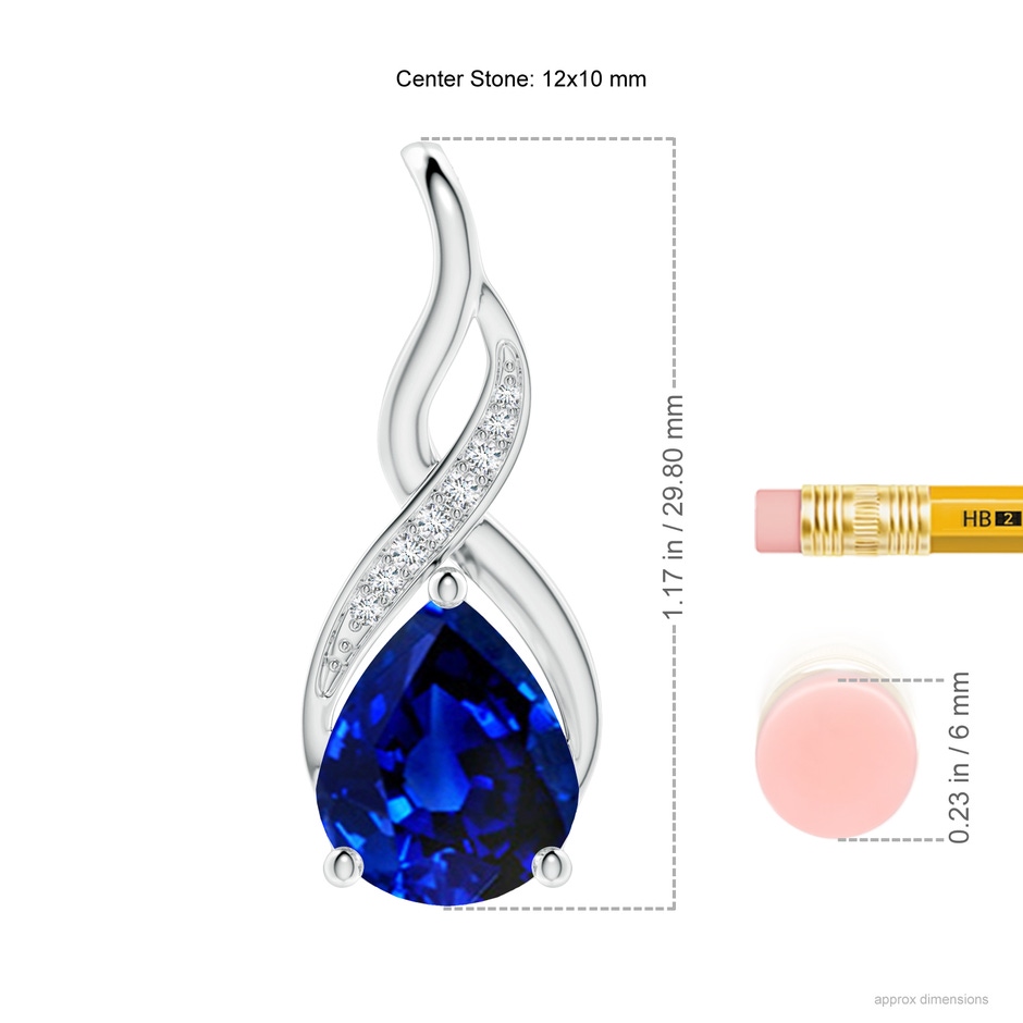 12x10mm Lab-Grown Blue Sapphire Infinity Swirl Pendant with Diamonds in P950 Platinum ruler