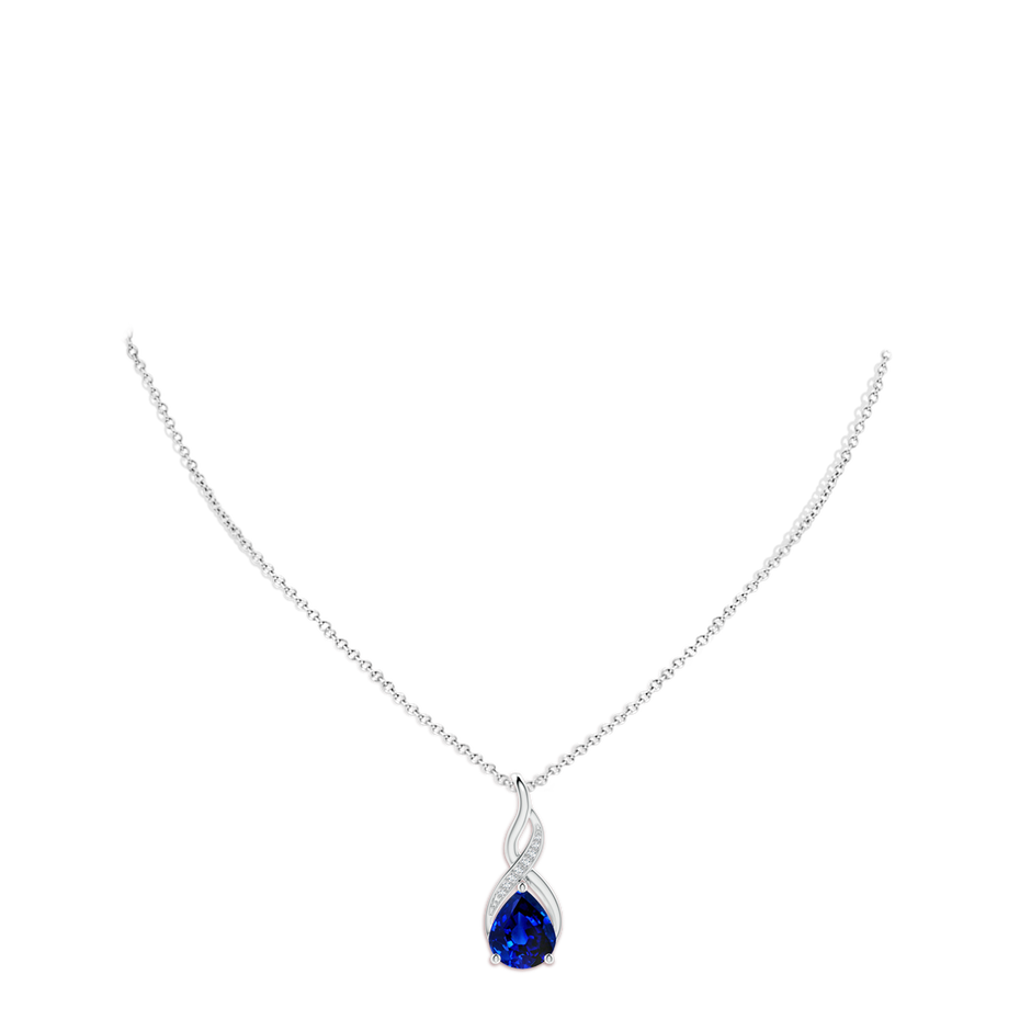 12x10mm Lab-Grown Blue Sapphire Infinity Swirl Pendant with Diamonds in P950 Platinum pen