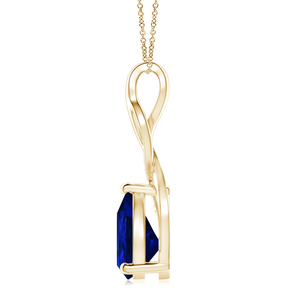 12x10mm Lab-Grown Blue Sapphire Infinity Swirl Pendant with Diamonds in Yellow Gold side 199