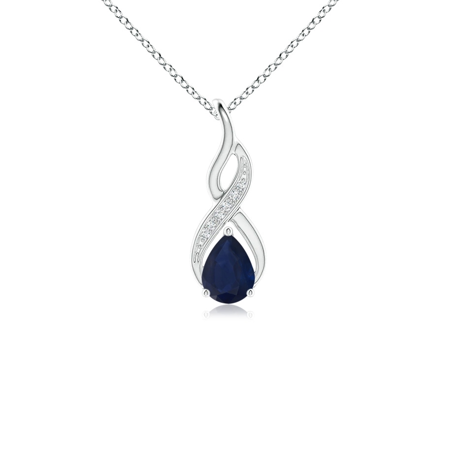 6x4mm A Blue Sapphire Infinity Swirl Pendant with Diamonds in P950 Platinum 