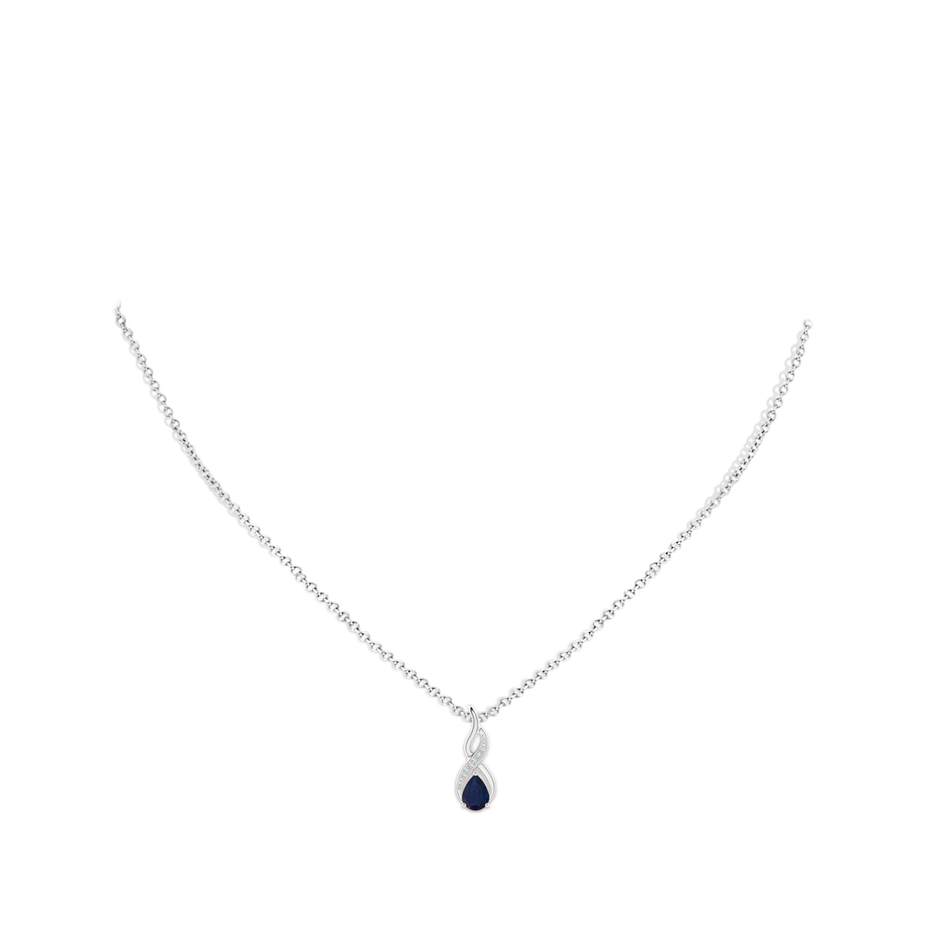 6x4mm A Blue Sapphire Infinity Swirl Pendant with Diamonds in P950 Platinum pen