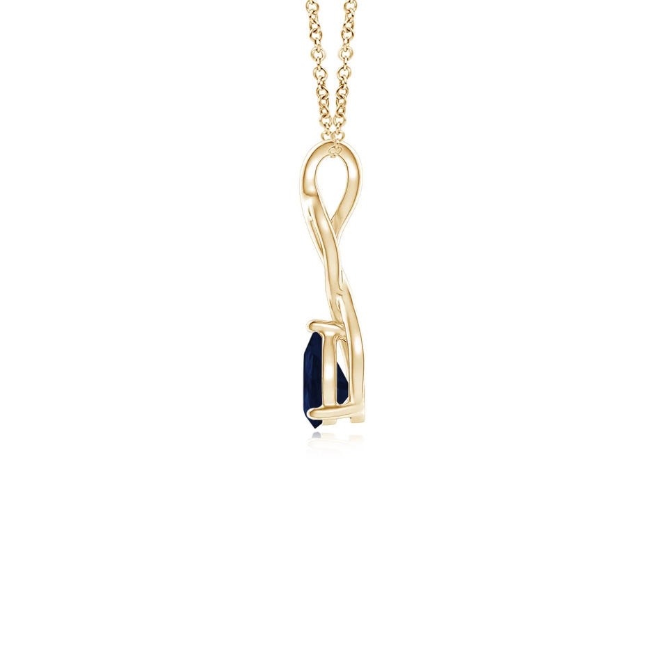 6x4mm A Blue Sapphire Infinity Swirl Pendant with Diamonds in Yellow Gold side 199