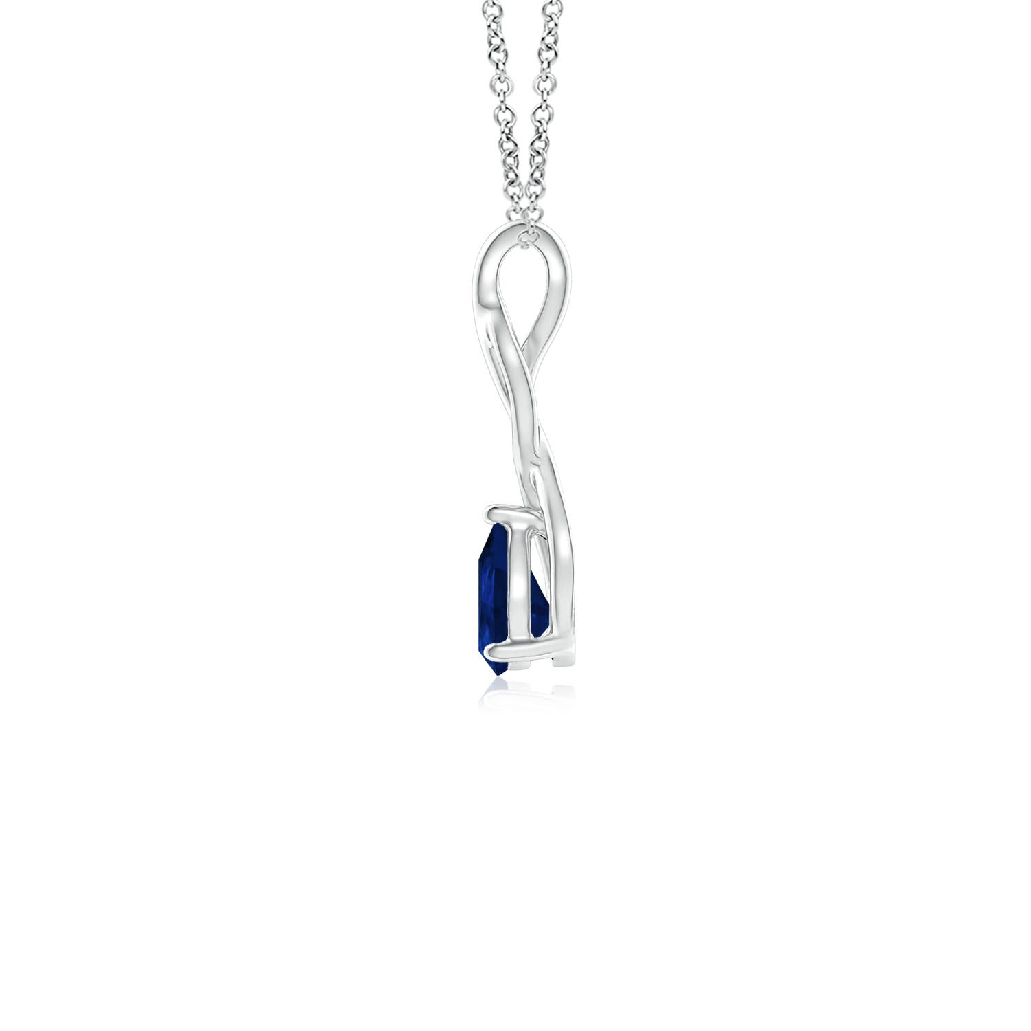 AA - Blue Sapphire / 0.42 CT / 14 KT White Gold