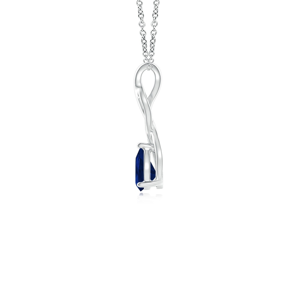 6x4mm AA Blue Sapphire Infinity Swirl Pendant with Diamonds in White Gold side 199