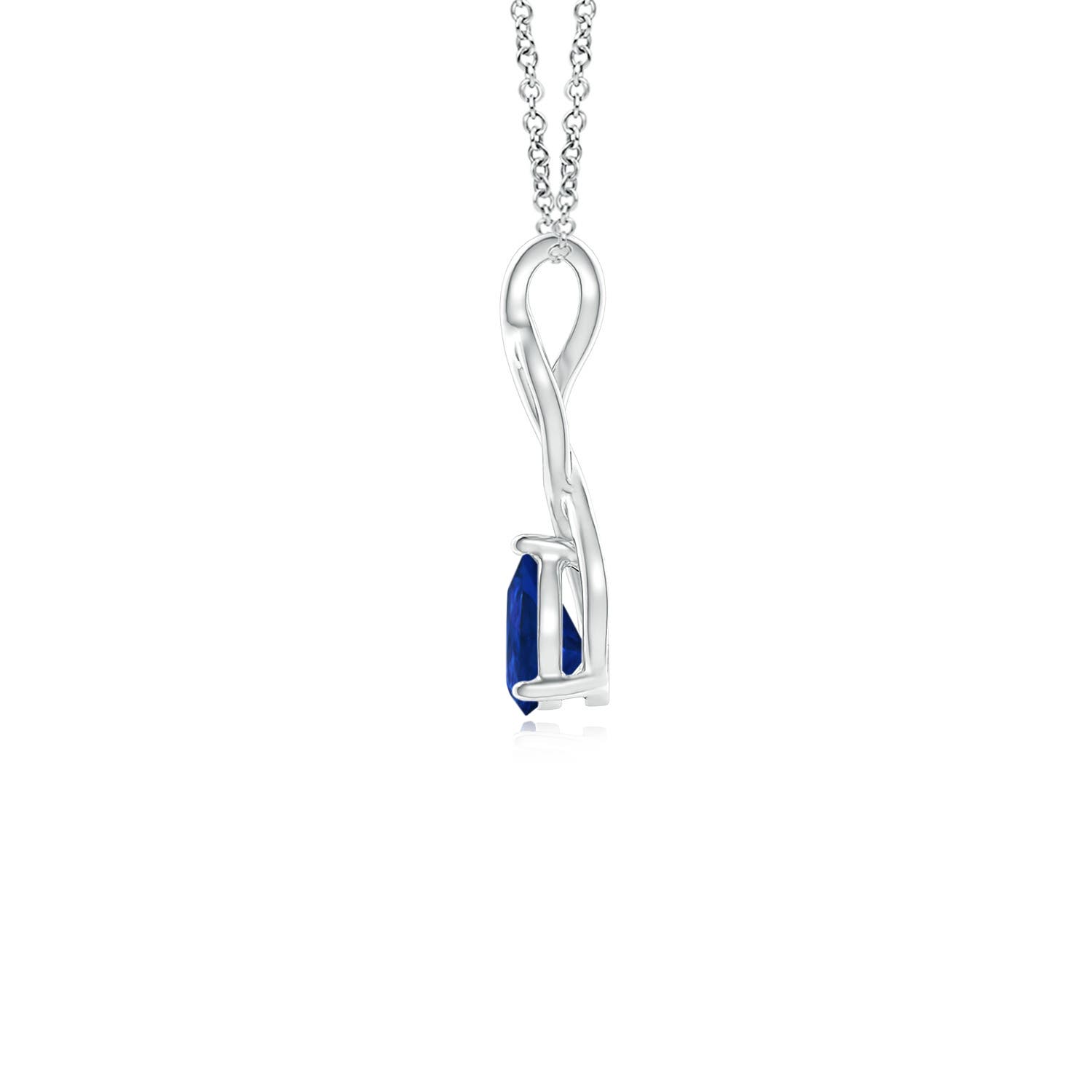 6x4mm AAA Blue Sapphire Infinity Swirl Pendant with Diamonds in P950 Platinum
