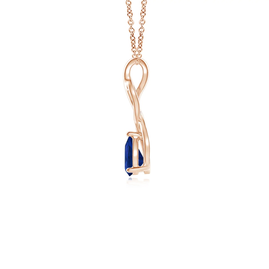 6x4mm AAA Blue Sapphire Infinity Swirl Pendant with Diamonds in Rose Gold side 199