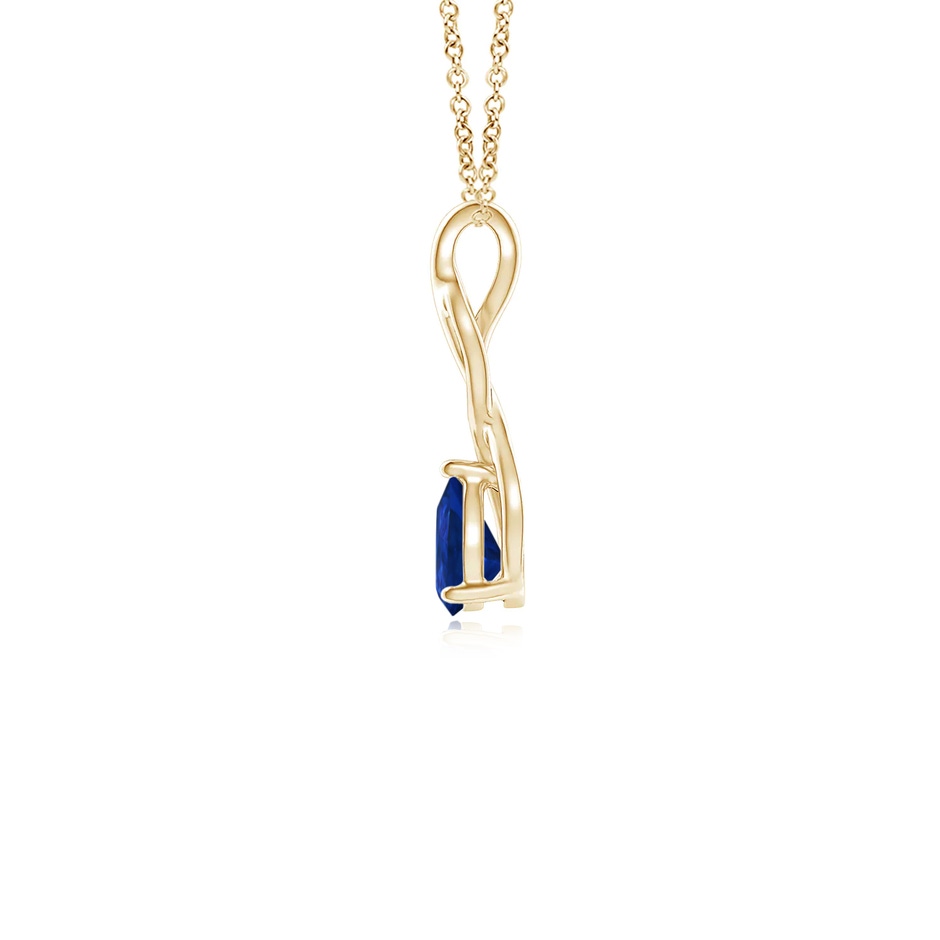 6x4mm AAA Blue Sapphire Infinity Swirl Pendant with Diamonds in Yellow Gold side 199