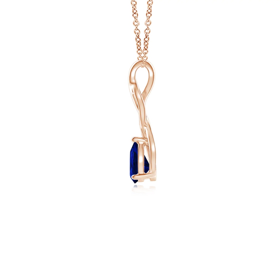6x4mm AAAA Blue Sapphire Infinity Swirl Pendant with Diamonds in 9K Rose Gold side 199