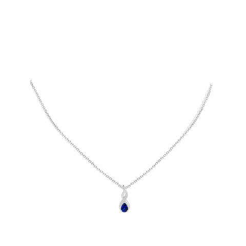 6x4mm AAAA Blue Sapphire Infinity Swirl Pendant with Diamonds in