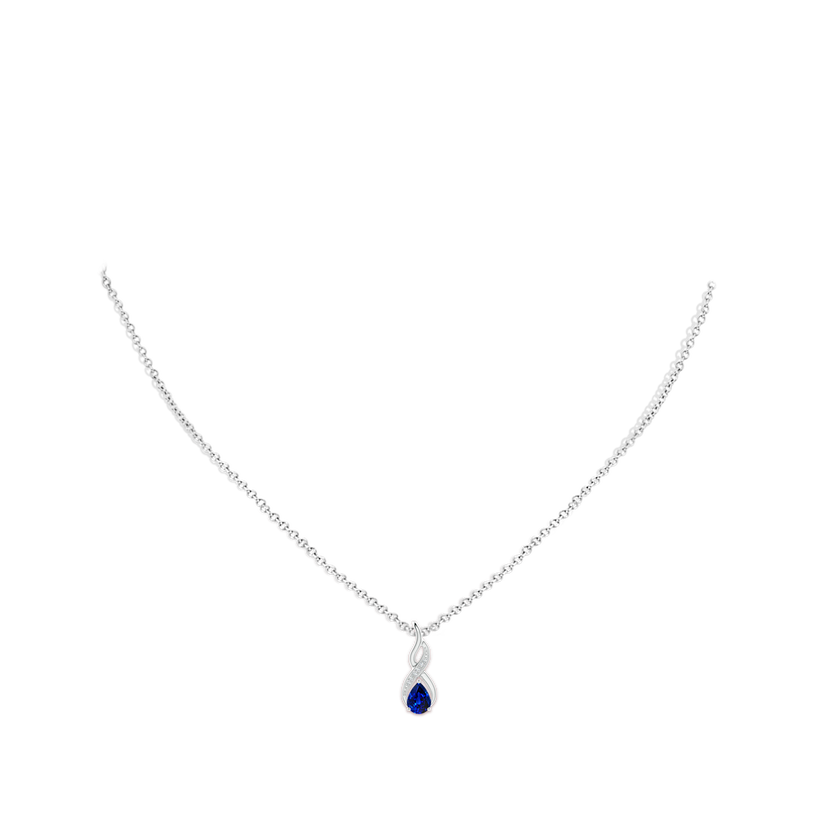 6x4mm AAAA Blue Sapphire Infinity Swirl Pendant with Diamonds in