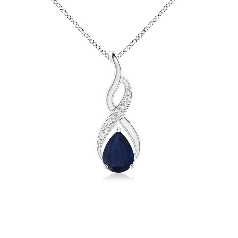 7x5mm A Blue Sapphire Infinity Swirl Pendant with Diamonds in P950 Platinum 
