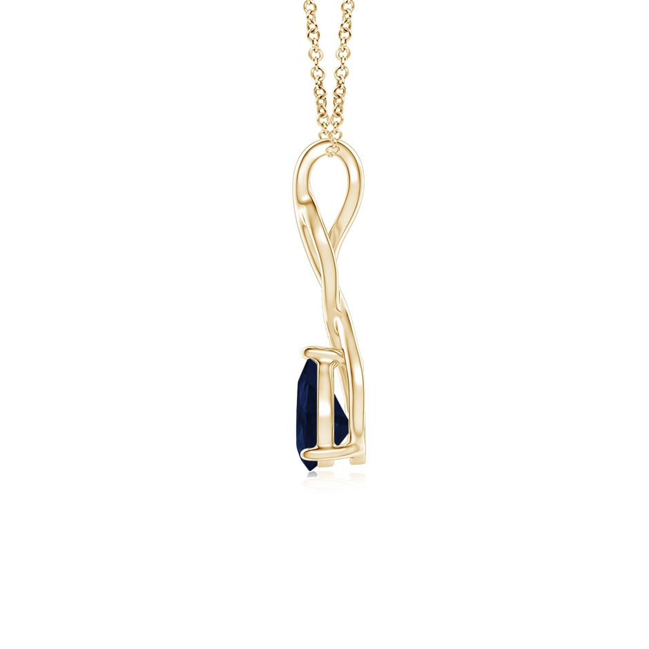 7x5mm A Blue Sapphire Infinity Swirl Pendant with Diamonds in Yellow Gold side 199