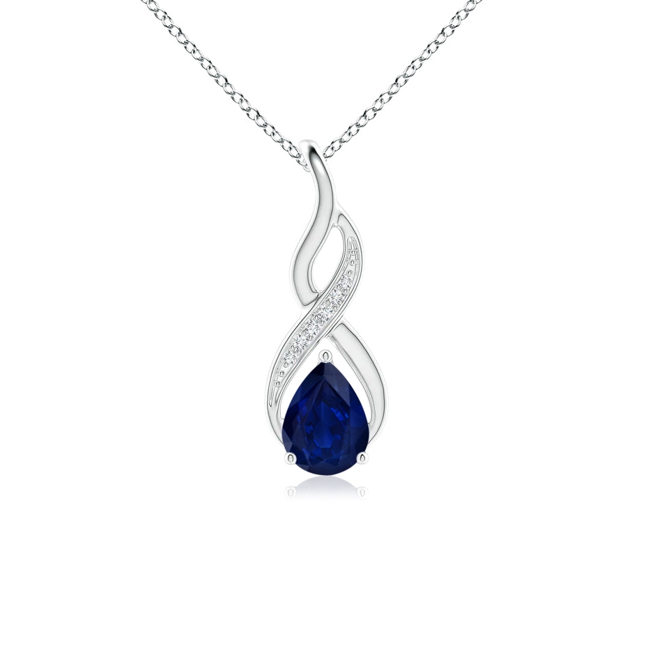 7x5mm AA Blue Sapphire Infinity Swirl Pendant with Diamonds in P950 Platinum 