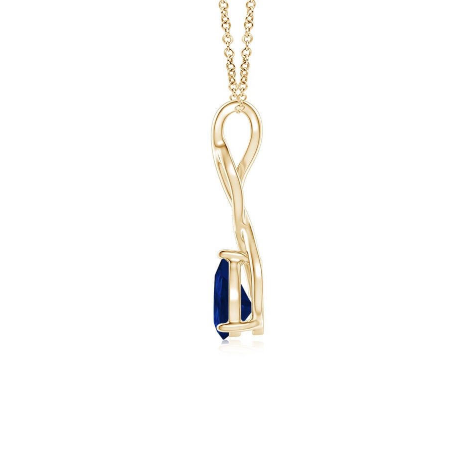 7x5mm AA Blue Sapphire Infinity Swirl Pendant with Diamonds in Yellow Gold side 199