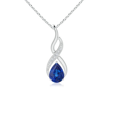 Blue Sapphire Infinity Swirl Pendant with Diamonds | Angara