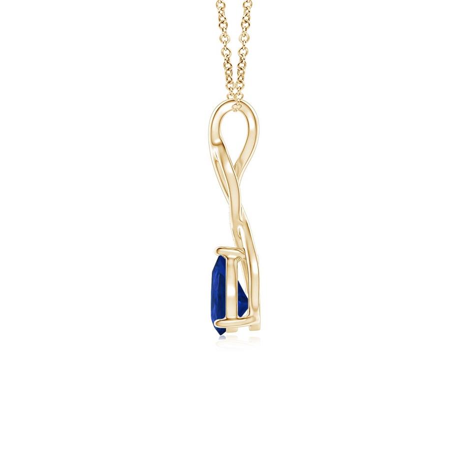 7x5mm AAA Blue Sapphire Infinity Swirl Pendant with Diamonds in Yellow Gold side 199