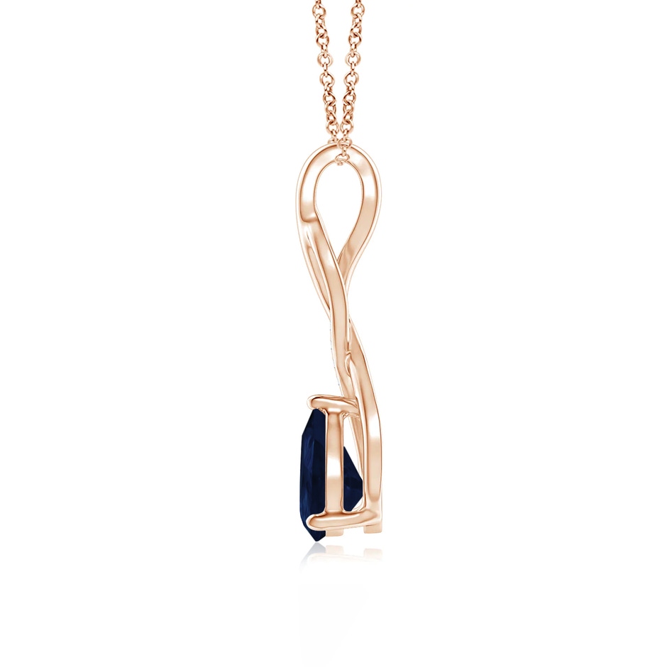8x6mm A Blue Sapphire Infinity Swirl Pendant with Diamonds in Rose Gold side 199
