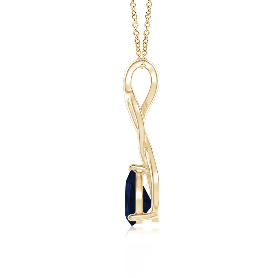 8x6mm A Blue Sapphire Infinity Swirl Pendant with Diamonds in Yellow Gold side 199