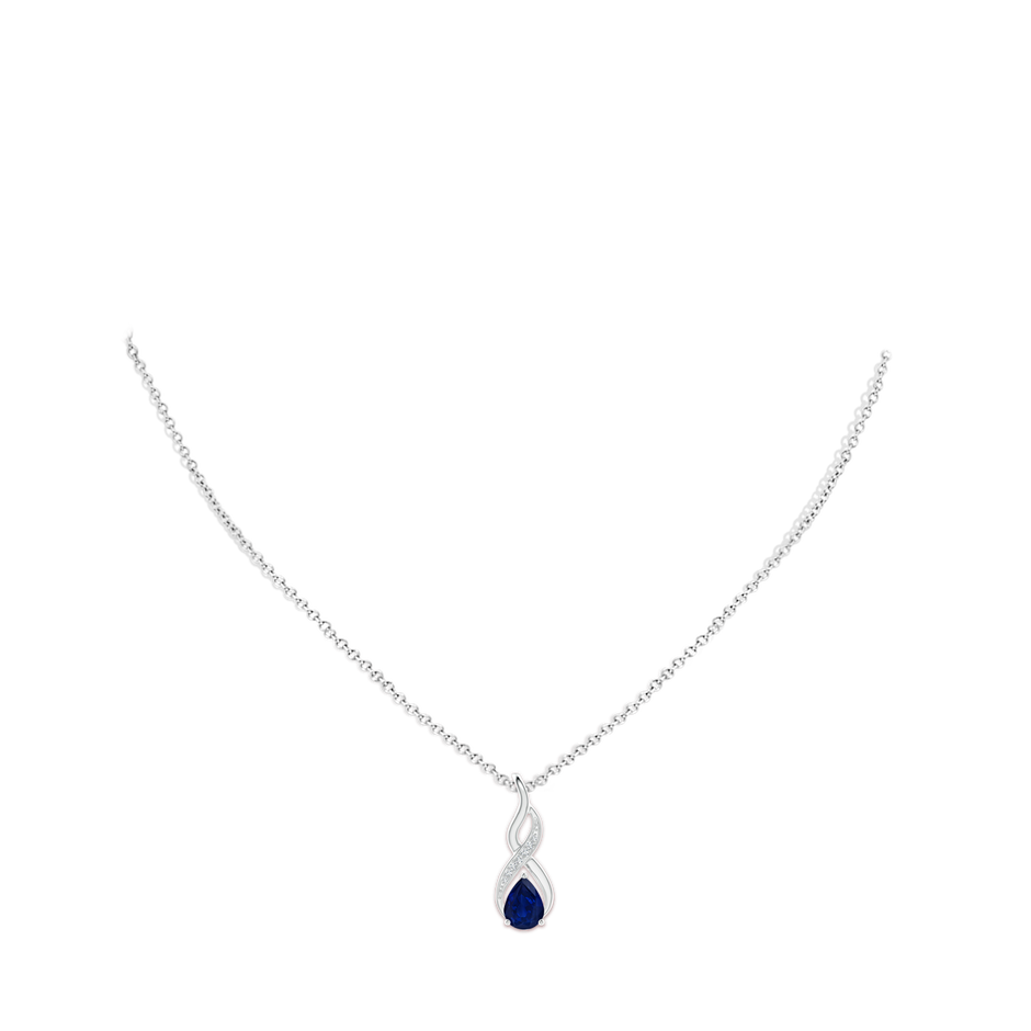 8x6mm AA Blue Sapphire Infinity Swirl Pendant with Diamonds in P950 Platinum pen