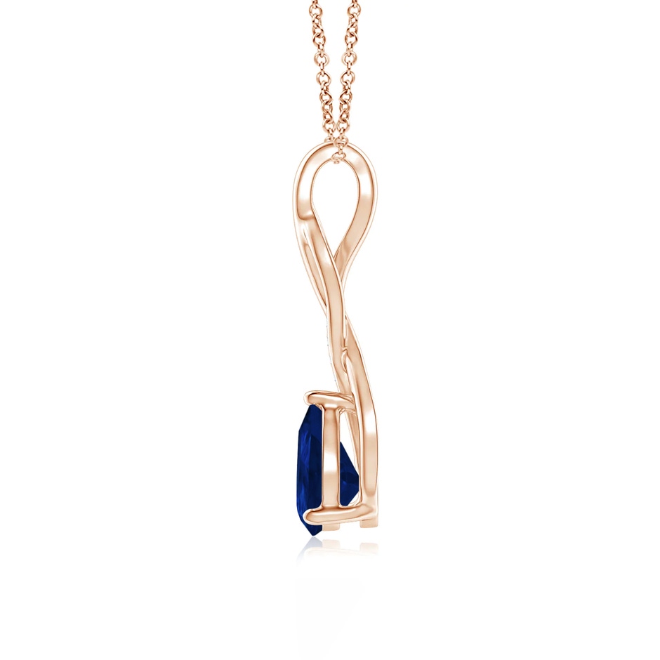 8x6mm AA Blue Sapphire Infinity Swirl Pendant with Diamonds in Rose Gold side 199