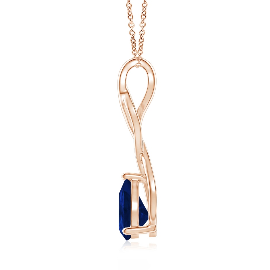 9x7mm AA Blue Sapphire Infinity Swirl Pendant with Diamonds in Rose Gold side 199