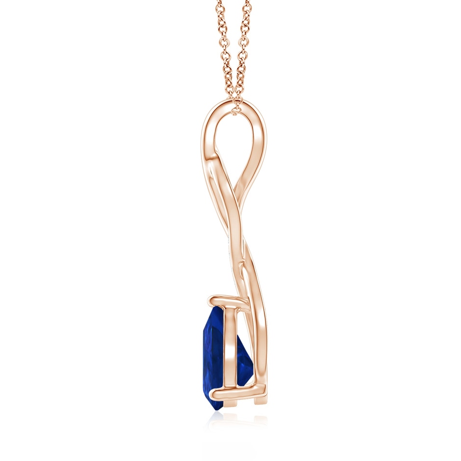 9x7mm AAA Blue Sapphire Infinity Swirl Pendant with Diamonds in 9K Rose Gold side 199