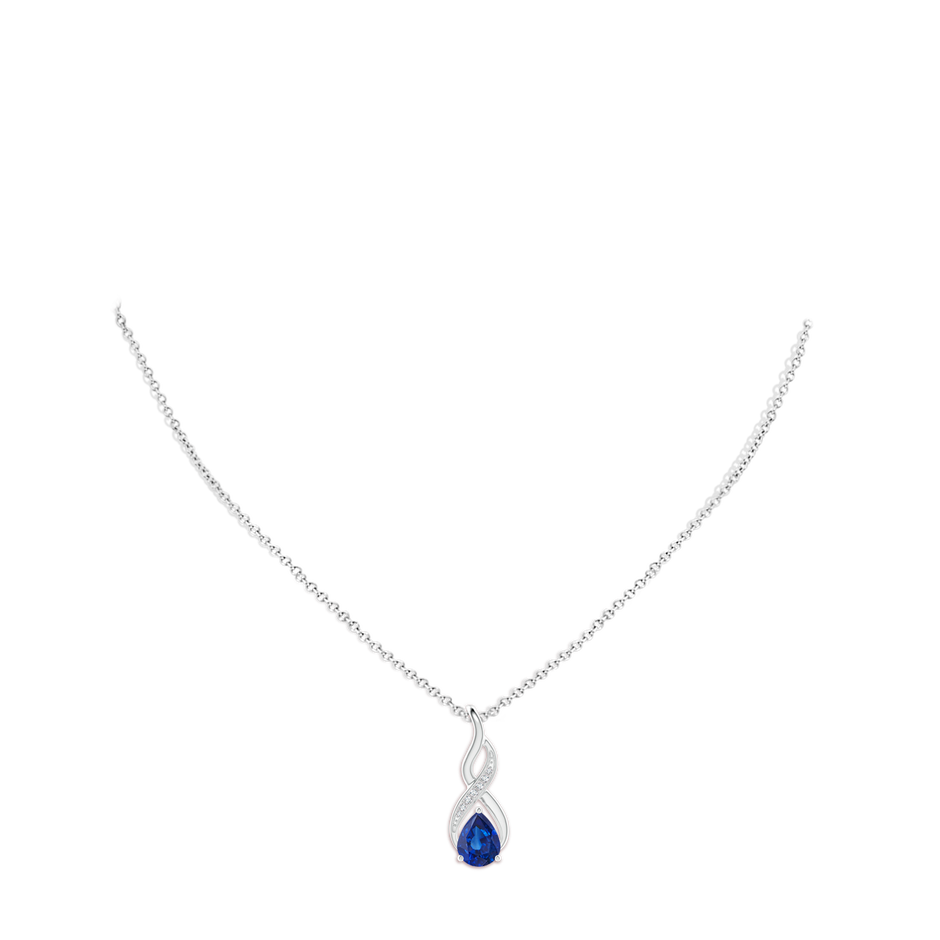 9x7mm AAA Blue Sapphire Infinity Swirl Pendant with Diamonds in P950 Platinum pen