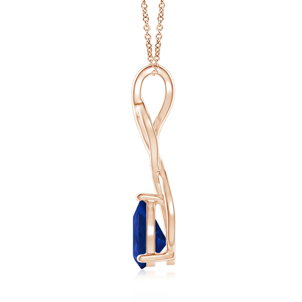 9x7mm AAA Blue Sapphire Infinity Swirl Pendant with Diamonds in Rose Gold Side 199
