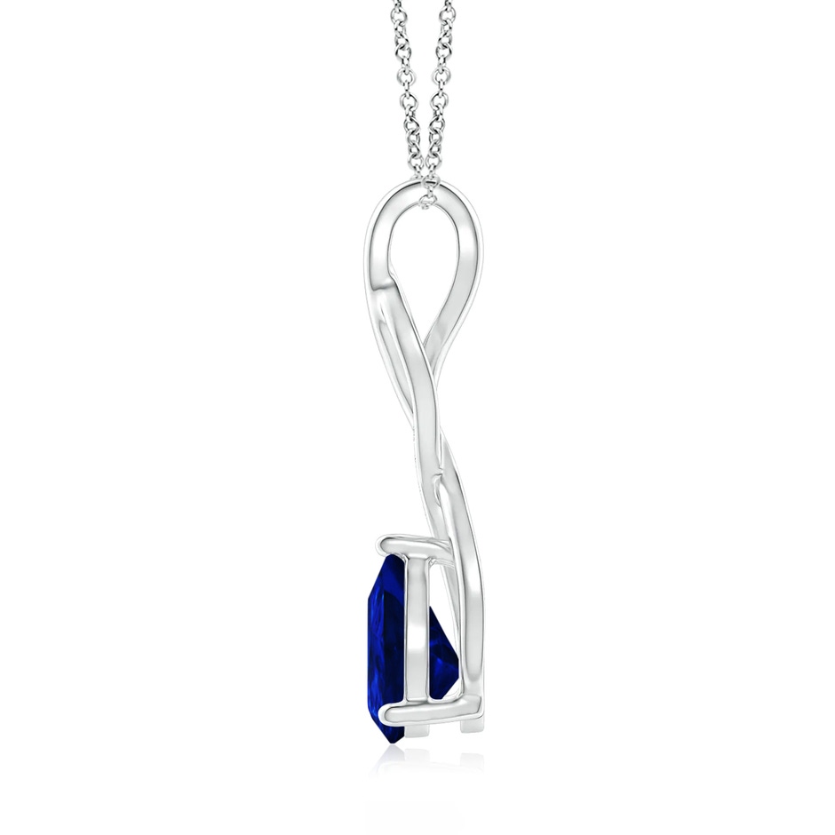 9x7mm AAAA Blue Sapphire Infinity Swirl Pendant with Diamonds in P950 Platinum side 199