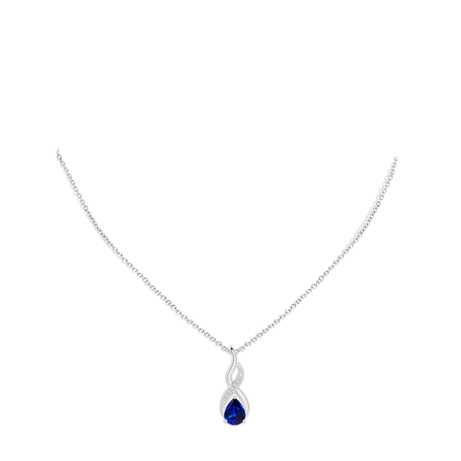 9x7mm AAAA Blue Sapphire Infinity Swirl Pendant with Diamonds in P950 Platinum pen