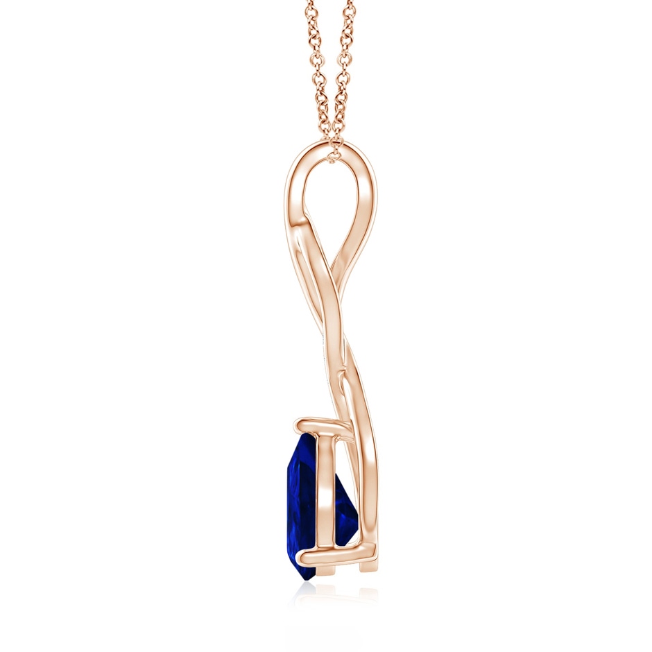 9x7mm AAAA Blue Sapphire Infinity Swirl Pendant with Diamonds in Rose Gold side 199