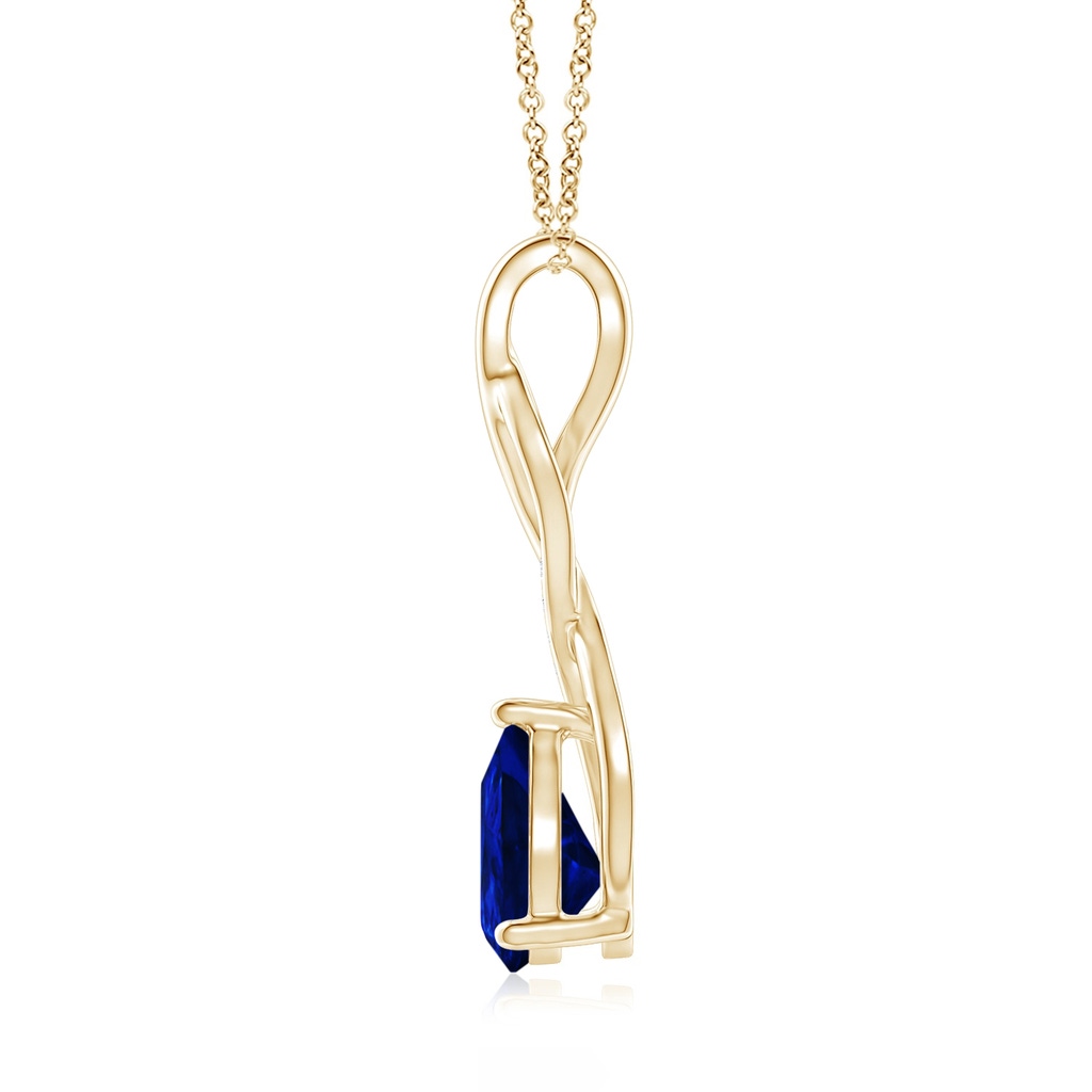 9x7mm Lab-Grown Blue Sapphire Infinity Swirl Pendant with Diamonds in Yellow Gold - side 199