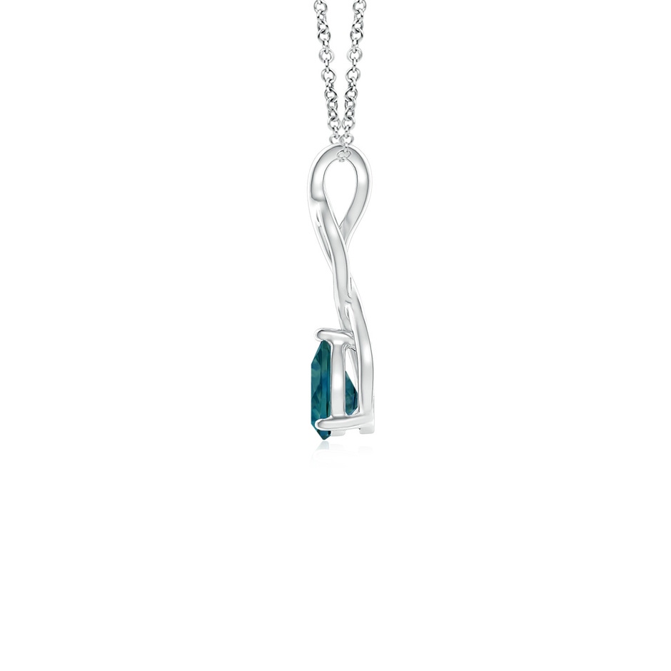 6x4mm AAA Teal Montana Sapphire Infinity Swirl Pendant with Diamonds in White Gold side 1