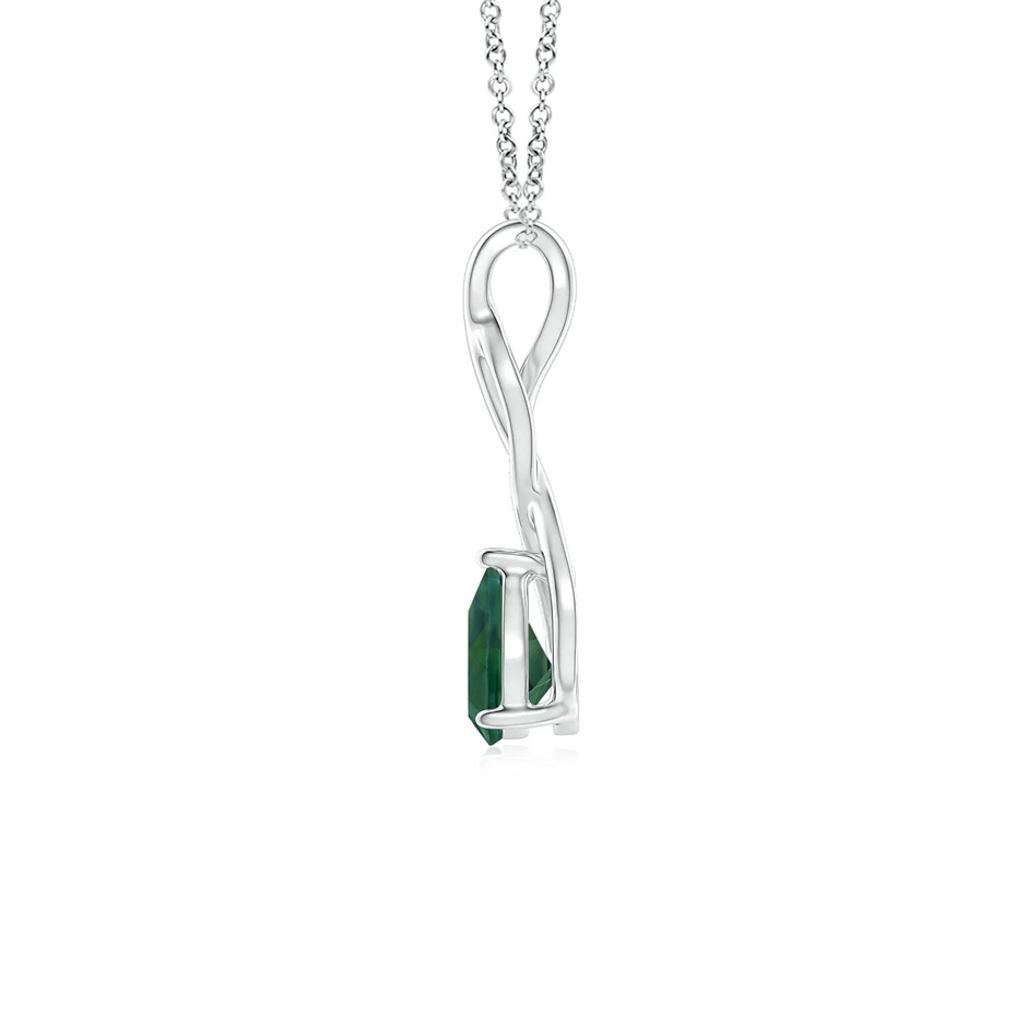 7x5mm AA Teal Montana Sapphire Infinity Swirl Pendant with Diamonds in P950 Platinum side 1