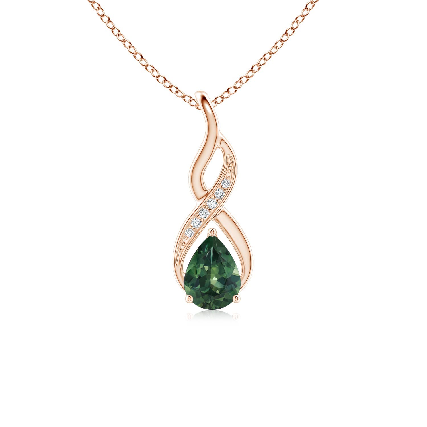 ANGARA 0.78 Ctw Teal Montana Sapphire Infinity Pendant with Diamonds in 14K Gold