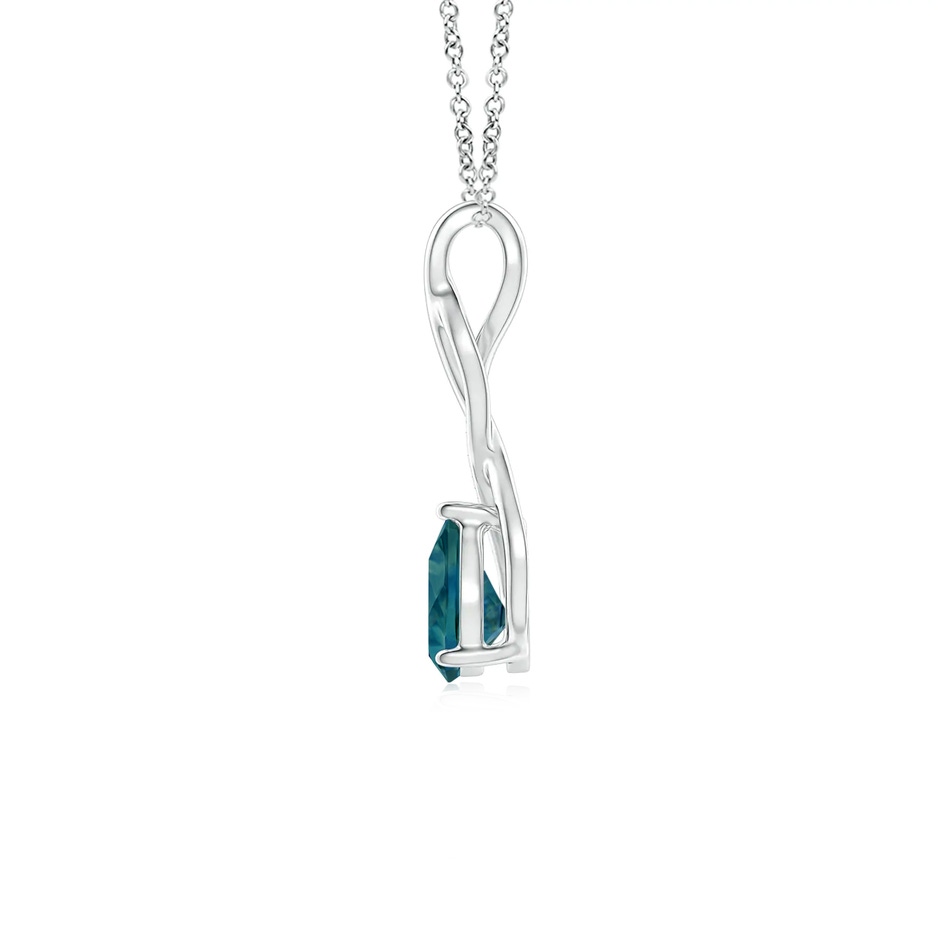 7x5mm AAA Teal Montana Sapphire Infinity Swirl Pendant with Diamonds in P950 Platinum side 1
