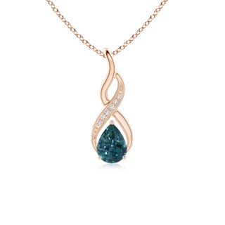 7x5mm AAA Teal Montana Sapphire Infinity Swirl Pendant with Diamonds in Rose Gold