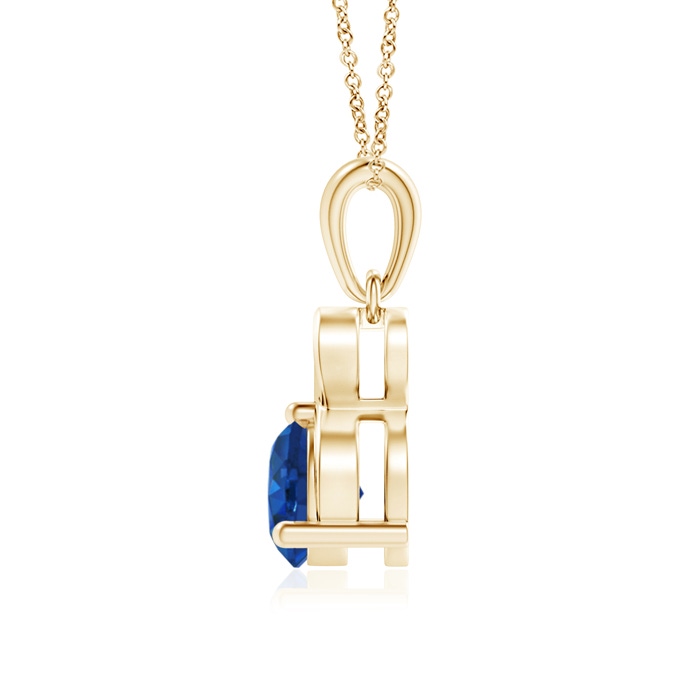 6mm AAA Round Blue Sapphire Drop Pendant with Open Heart in Yellow Gold Product Image