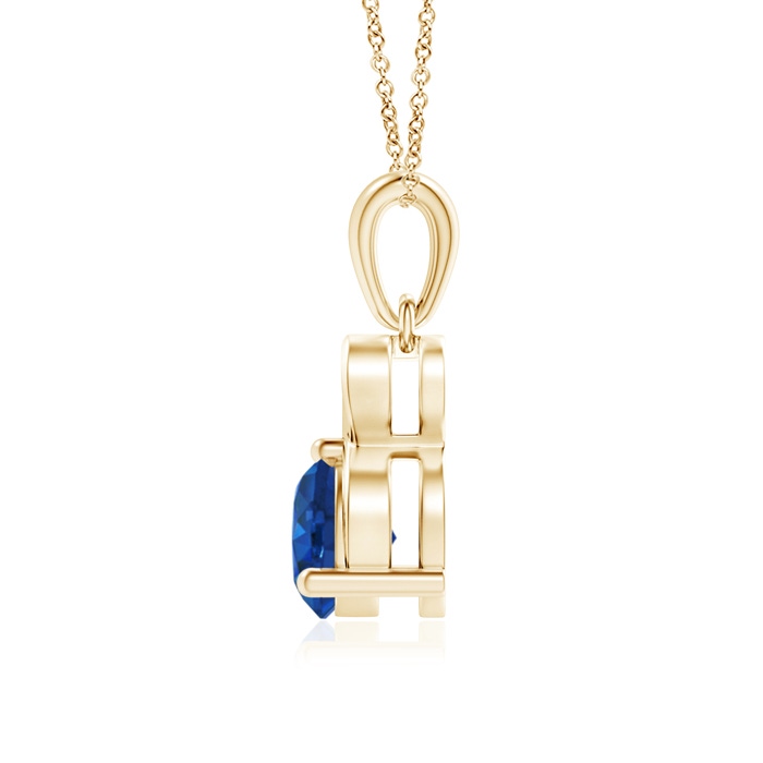 6mm AAA Round Blue Sapphire Drop Pendant with Open Heart in Yellow Gold product image