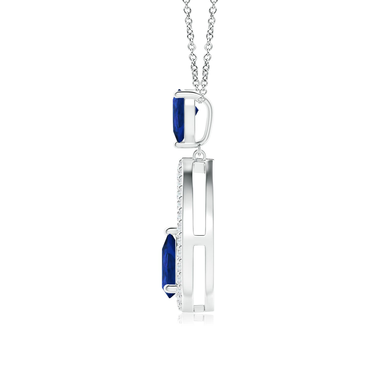 AAA - Blue Sapphire / 0.79 CT / 14 KT White Gold