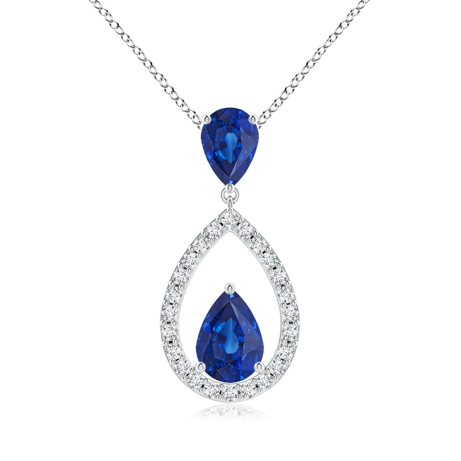 Blue Sapphire Drop Pendant with Diamond Halo | Angara
