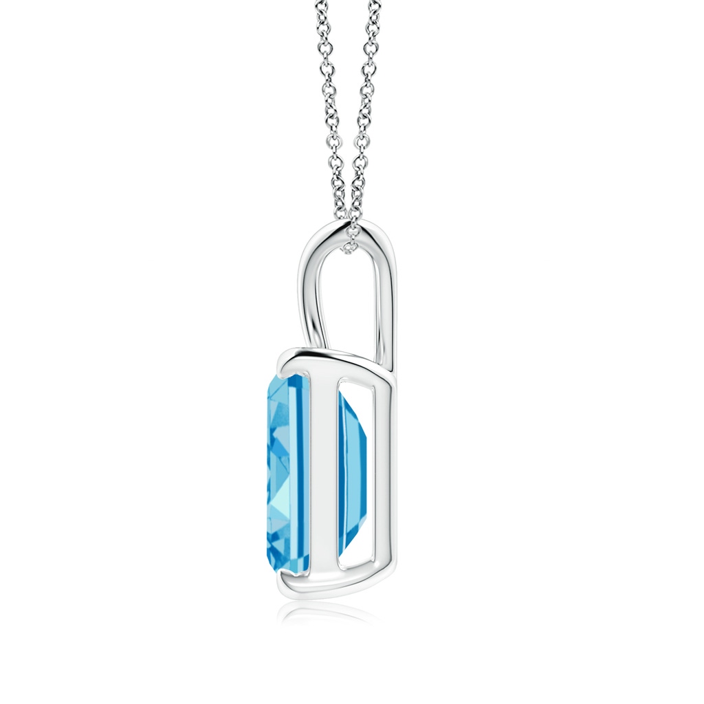 10x7mm AAAA Emerald-Cut Fancy Intense Blue Diamond Solitaire V-Bale Pendant in P950 Platinum - side 199