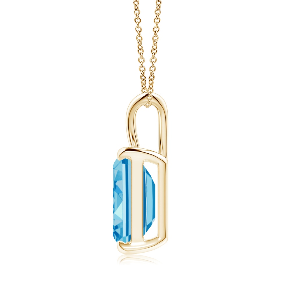10x7mm AAAA Emerald-Cut Fancy Intense Blue Diamond Solitaire V-Bale Pendant in Yellow Gold - side 199