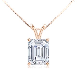 10x7mm GVS2 Emerald-Cut Diamond Solitaire V-Bale Pendant in Rose Gold