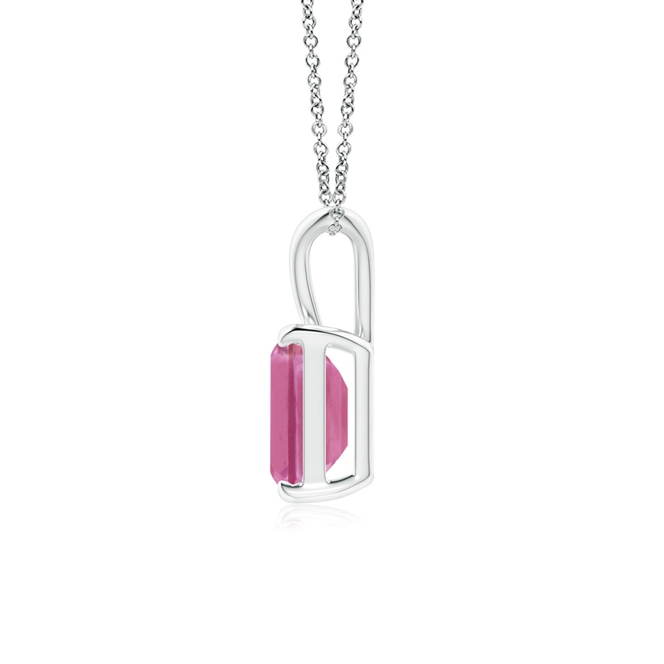 8x6mm AAA Emerald-Cut Pink Sapphire Solitaire Pendant with V-Bale in P950 Platinum side-1