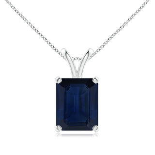 10x8mm AA Emerald-Cut Blue Sapphire Solitaire Pendant with V-Bale in P950 Platinum