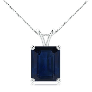 12x10mm AA Emerald-Cut Blue Sapphire Solitaire Pendant with V-Bale in P950 Platinum