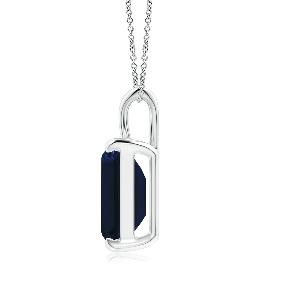 12x10mm AA Emerald-Cut Blue Sapphire Solitaire Pendant with V-Bale in P950 Platinum side 199