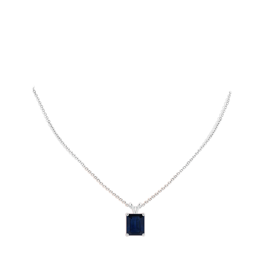 12x10mm AA Emerald-Cut Blue Sapphire Solitaire Pendant with V-Bale in P950 Platinum pen